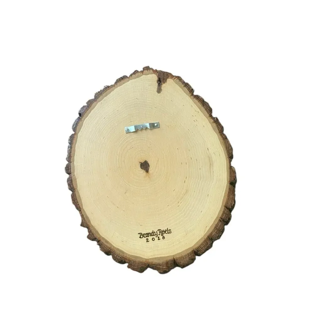 Hand painted Butterflies Wood Burning Plaque Live Edge Basswood‎ Oval Roels